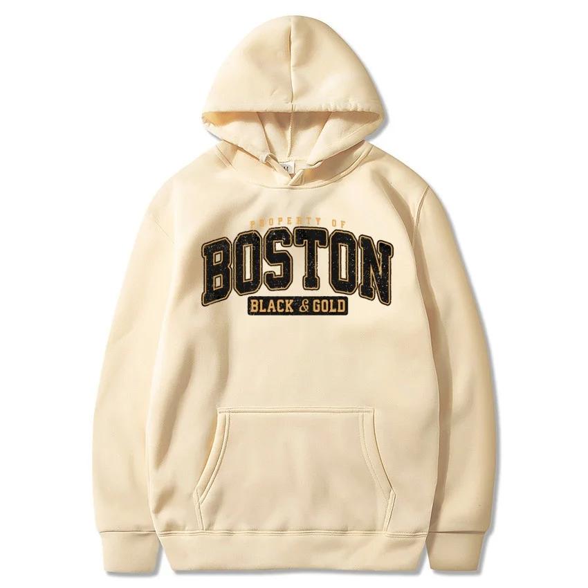 

Boston letter print autumn/winter hoodie college style fashionable casual sportswear street Harajuku long sleeved warm top 3XL