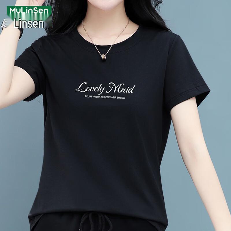 

MULINSEN Women s Loose Fit Cotton Blend Letter Print T-Shirt XL