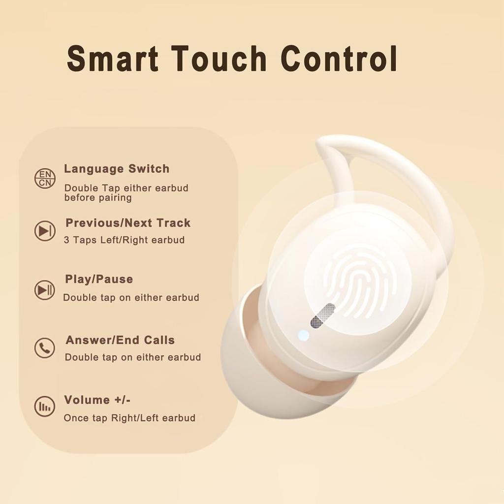 Wireless Sleep Earbuds, Bluetooth 5.3 Sleep Headphones for Side Sleepers 32H Playback Noise Blocking Sleeping Ear Buds Waterproof Small in-Ear