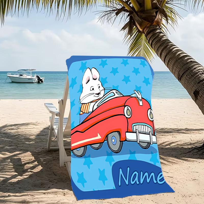 Customizable personalized beach towels Max and Ruby themed designs.Suitable for the beach, yoga, sports;ideal as beach accessories