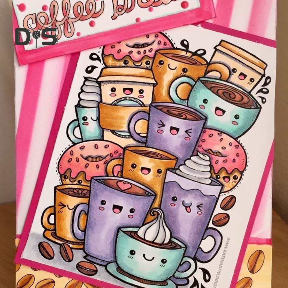 DIY Metal Cutting Die Stencils Clear Stamps For Scrapbooking Xmas Coffee Cup Mug