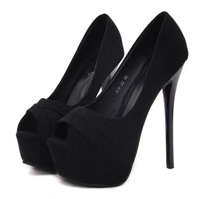 Fashion Sexy 14cm Platform Pumps Women's Flock High Heels Peep Toe Stiletto Thin Wedding Shoes Ladies Fashion Footwear