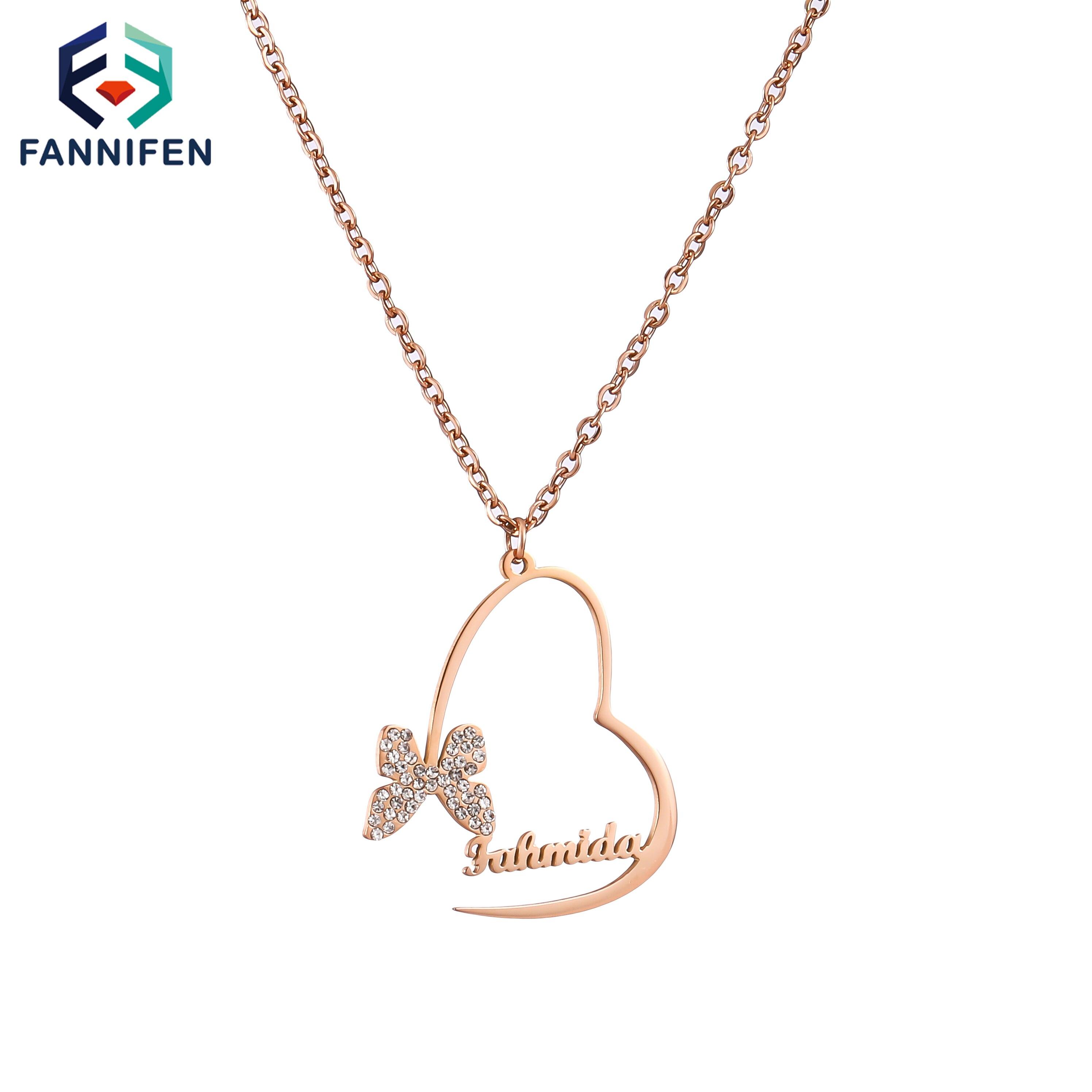 Love Butterfly Custom Name Pendant Pendant Necklace Stainless Steel Initial Necklaces Women  S Necklaces Any Font Necklaces Best Souvenir GiftTrendy