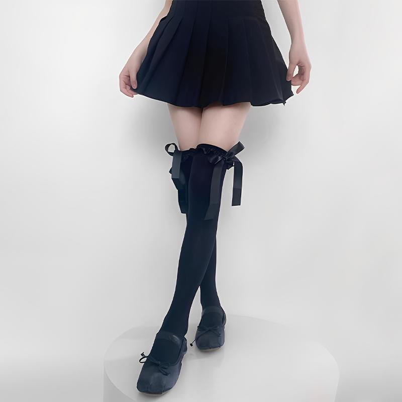 Sweet Girl Pure Desire Style Lace High Socks Bowknot Ribbon Long Knee Socks Stockings