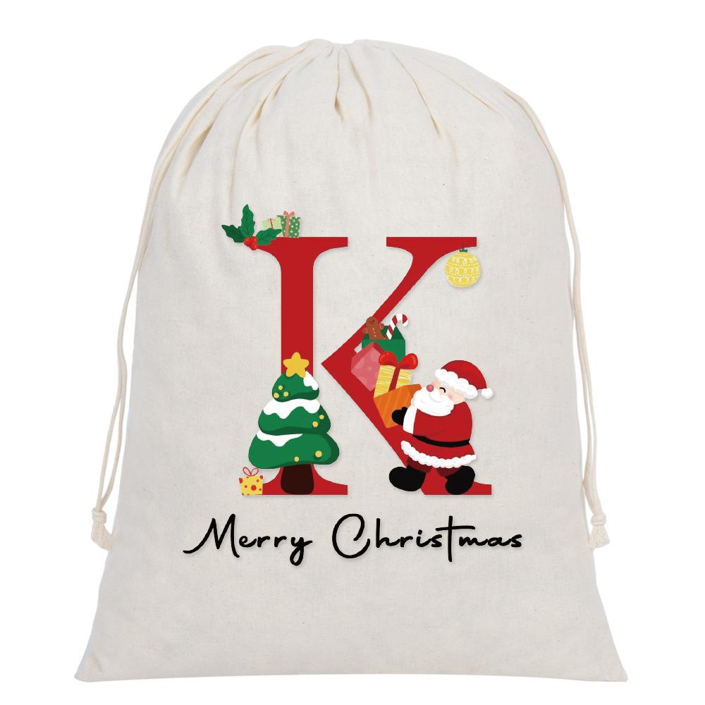 5pcs Large Letter Drawstring Bag Cloth Bag Party Festival Supplies Bag Christmas Gift Bag Santa Claus Bag