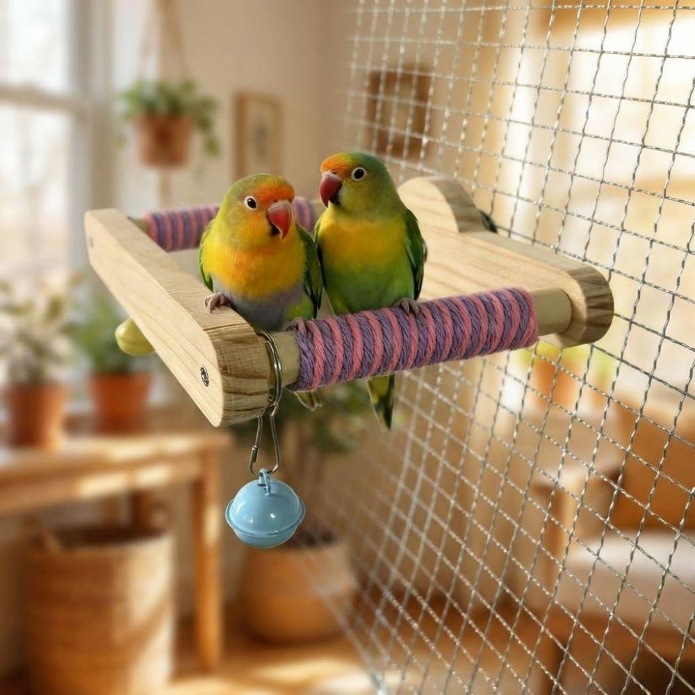 Wood Interactive Bird Toy DIY Bird Training Stand Sturdy Rotating Bird Perch Toy  Bird Play