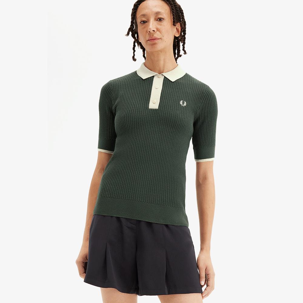 Fred Perry [Womens] Mesh Knit Polo Shirt - Coat Green Afpf2519113-X89