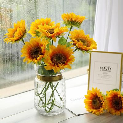Artificial Flower Multi-use Bright-colored Faux Silk Flower Simulation Sunflower Display for Gifts