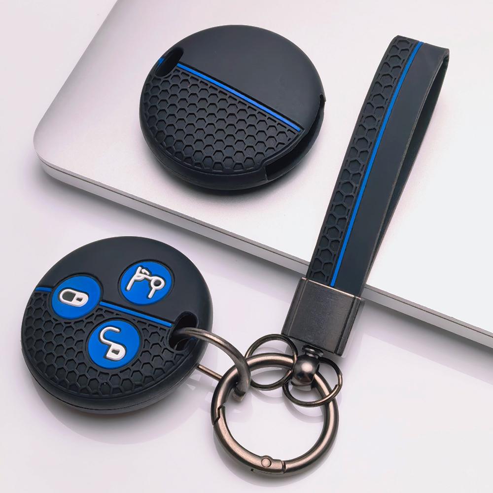Key Fob Cover for Mercedes Fortwo Forfour 453 with Keychain Anti-Scratch Surface Shockproof Structure Soft Grip Texture Easy Install Design
