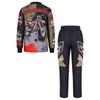 Kinder Jungen Bedruckter Motocross Anzug Off-Road Motorrad Rennanzug Rundhals Langarm Oberteil mit Elastischem Bund Taschen Hose