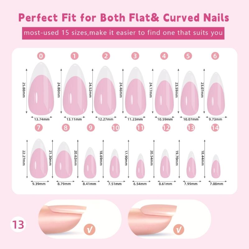 150 Pieces French Press On Nail Pre Applied Base Coat and Primer No Filing Needed for DIY Nail Art Salon Quality Nail