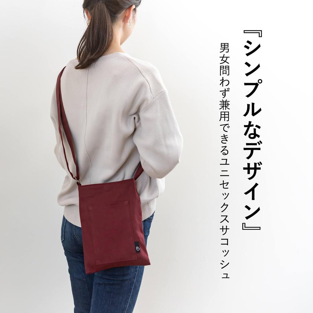 BRILLIANT COLORS Smartphone Made in Small Sacoche Pouch, Women's, Shoulder/Crossbody, Canvas, Vertical, Japan, (Wine)