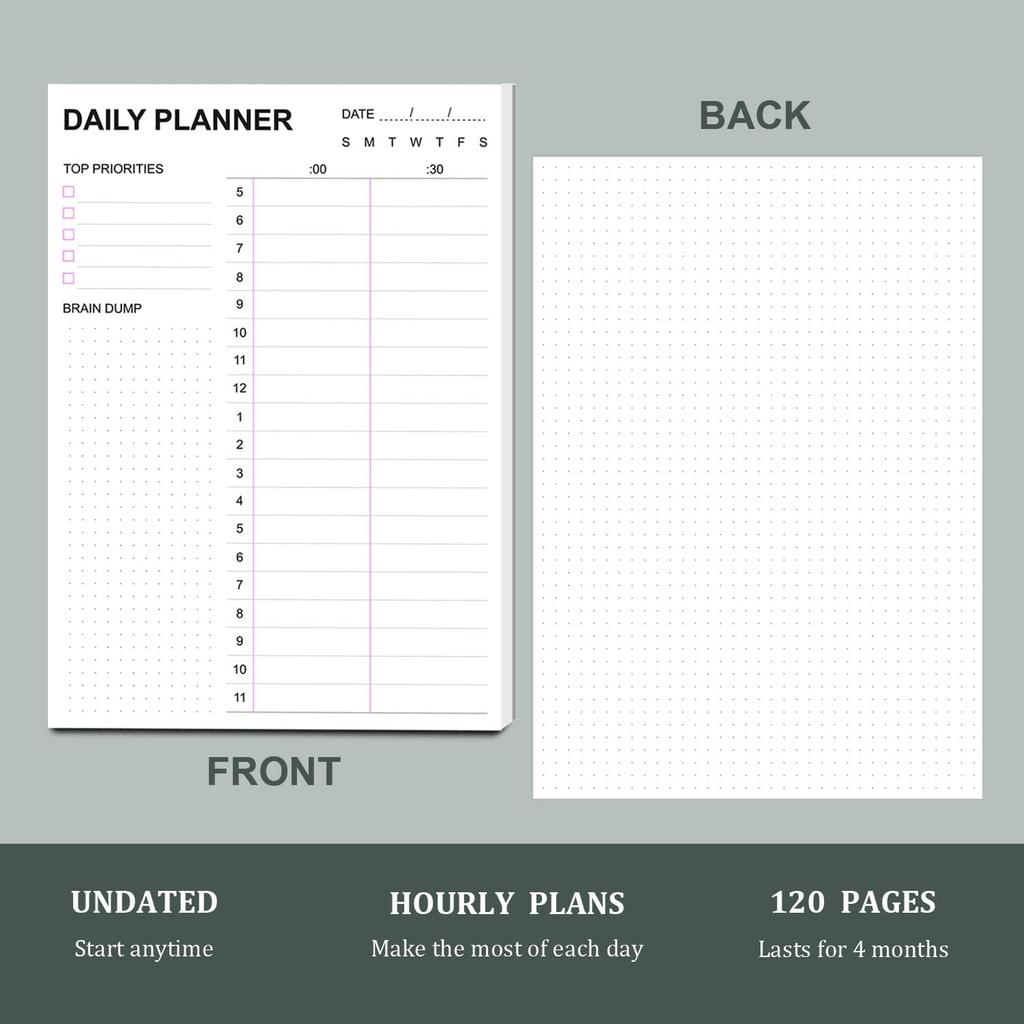 Tiankool To Do List Notepad - Daily To Do List with Priorities, Hourly Scheduler and Notes - Daily Planner Notepad for Work, Study, Appointments, 60