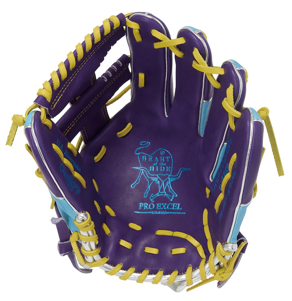 Rawlings PRO EXCEL Wizard COLORS GR5FHW2CCK4MG Baseball Throw HOH® #02 Glove, Soft, Infielder's, Purple/Sax, 11.5 inches, Right-Handed