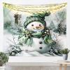 Jejeloiu Pink Christmas Tapestry Small  Kids Snowy Xmas Landscape Wall Art Winter Scene Wall Hanging Blanket Microfiber