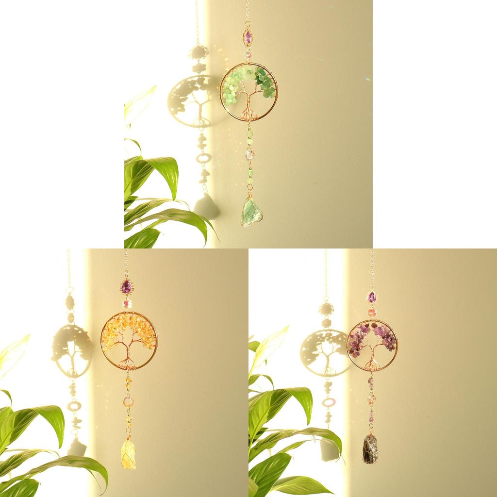 Amethyst Car Charm Handcrafted Artificial Stone Dreamcatcher For Travel And Gift