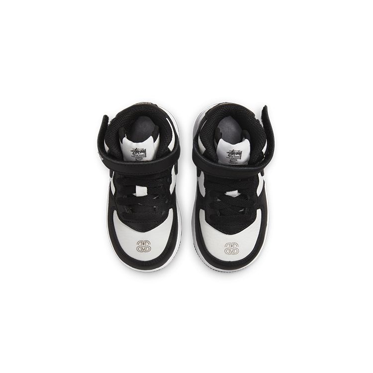 Nike Stussy x Air Force 1 Mid TD Black White Baby Sneakers DN4160-002