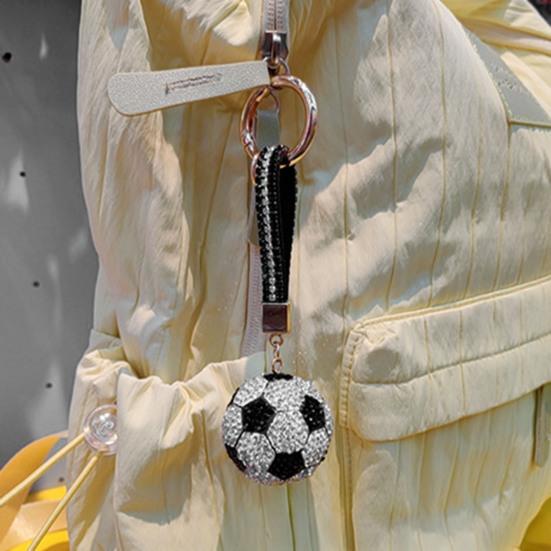 Rhinestone Football Keychain Pendant Sparking Soccer Car Key Ring