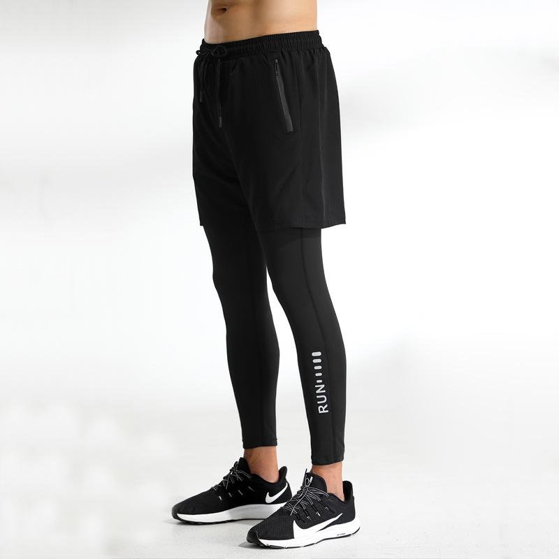 Men's 3/4 Quick-Dry Elastic Fitness Running Pants - Two-Piece Style