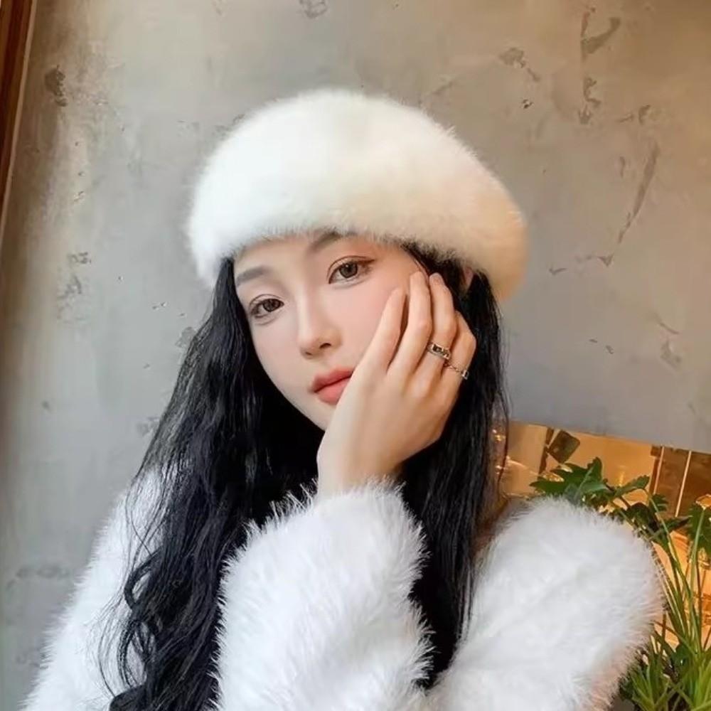 Cloud Painter Caps Plush Artist Hat Elegant Women Berets  Winter