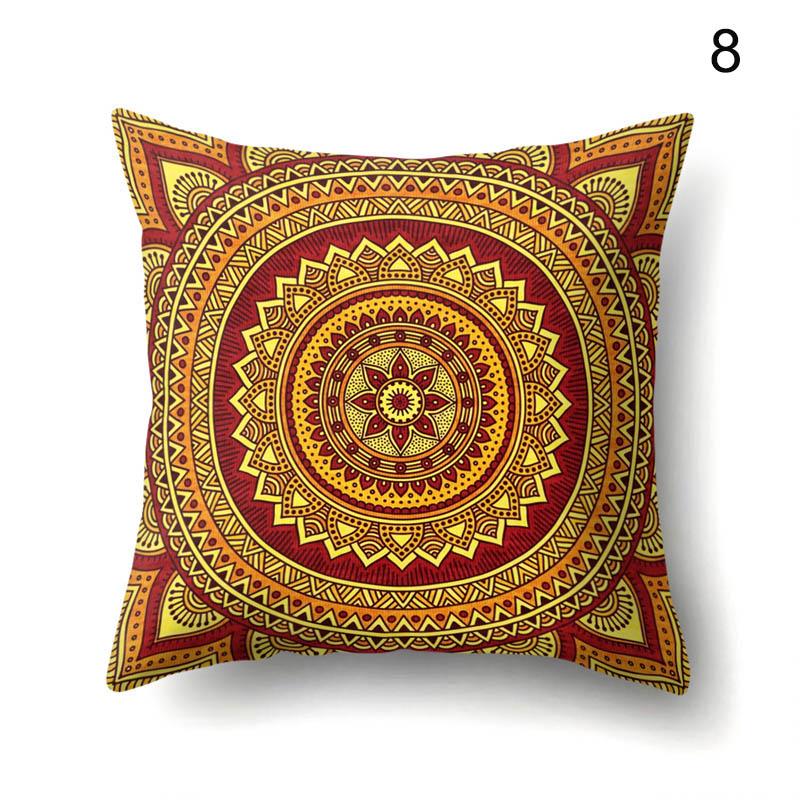 45x45cm Bohemian Cushion Cover Mandala Floral Pattern Peach Pillow Cover for Car Seat Sofa Library Pillow Cover