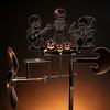 Heavy Duty Rock Trio Skeleton Wind Spinner Wind-Powered Musical Skull Garden Stake  Courtyard