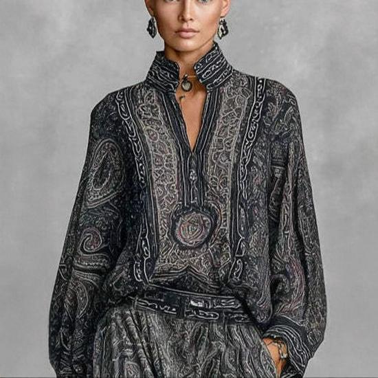 Retro Paisley Muster Anzug - Frühjahr/Herbst 2025 - Europäische und Amerikanische Mode