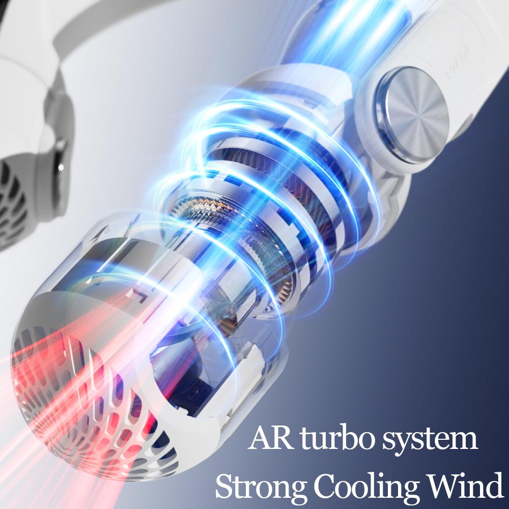 Eğilebilir Rotorlu Boyun Fanı Taşınabilir 3 Hızlı Kamp Elektrikli Fan USB Şarj Edilebilir Kanatsız Hava Soğutucu 360 ° Soğutma Hızı Süper Sessiz