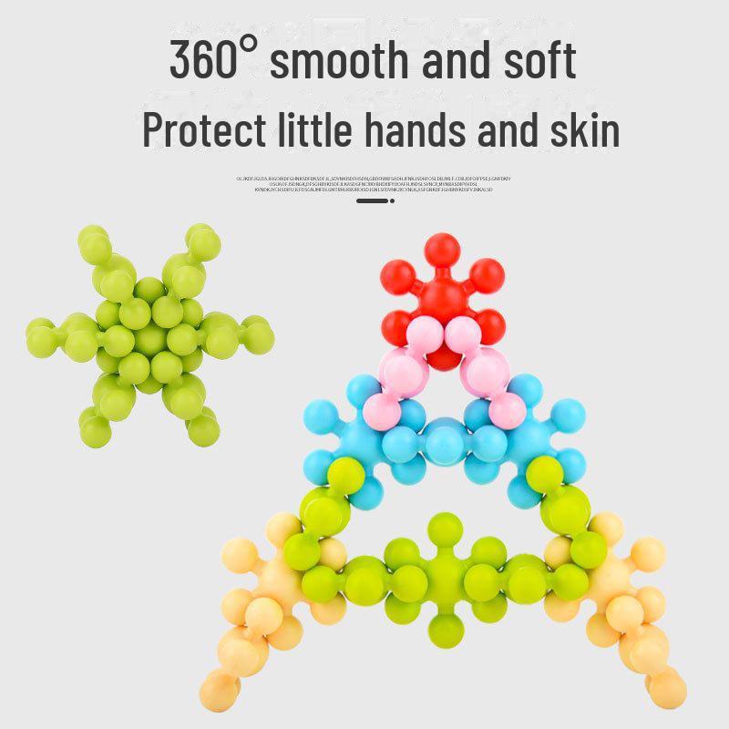 Children's Educational Building Blocks: 200-Piece Plum Blossom Puzzle Snowflakes for Kids Ages 3-4