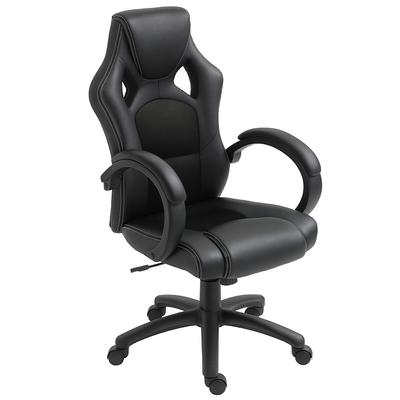 Office Chair Faux Leather Swivel Computer Desk Chair for Home Office with Wheels Armrests Black