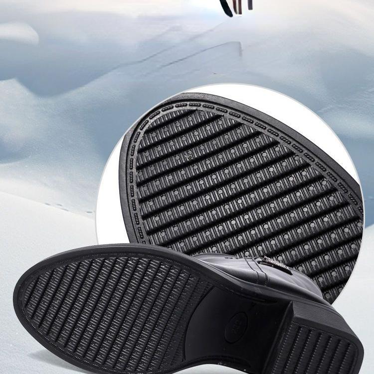 Bottes d'hiver en cuir pour femmes, chaussures compensées à l'intérieur, bottes de neige en peluche, bottes à tube grande taille, bottes pour femmes