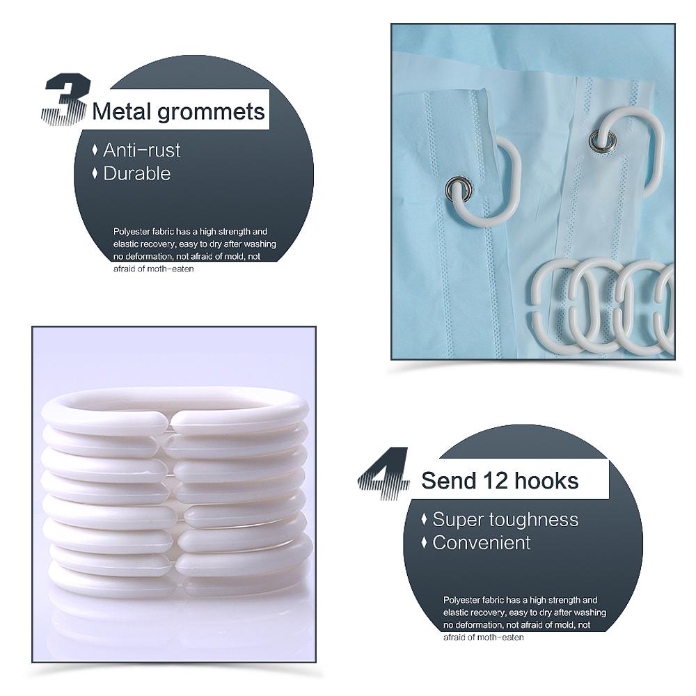 PEVA Waterproof Shower Curtain Underwater World Washroom Bath Curtain