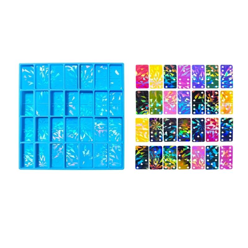Multipurpose 28 Cavity Dominoes Mold For Epoxy And Clay Sturdy Silicone Materials for Jewelry and Cake Decorating