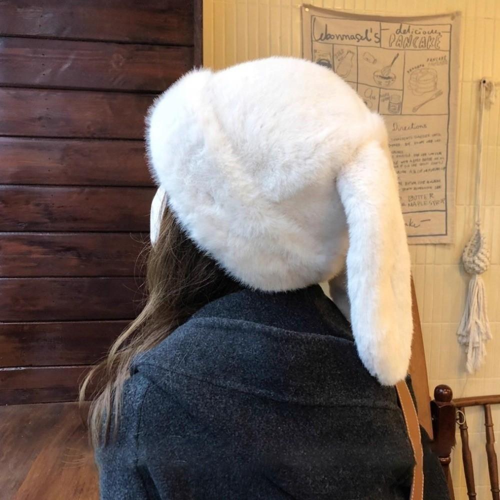 Solid Color Plush Pullover Cap Bunny Ear Protection Hat Funny Rabbit Ears Beanies Winter