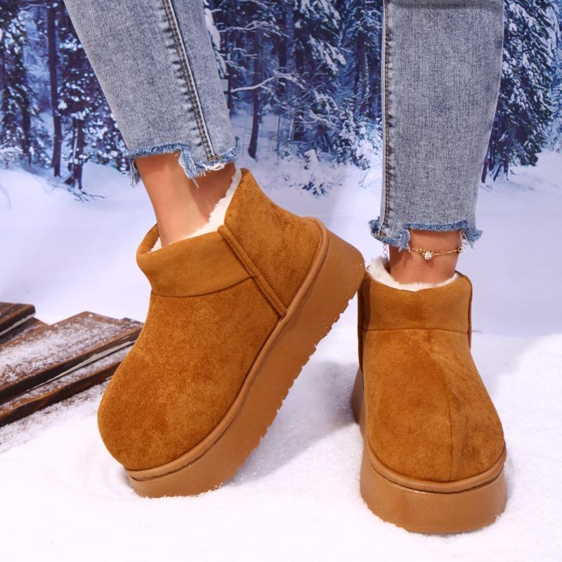 Fashion Platform Snow Boots Women's 2025 New Winter Fur Integrated Short Tube Snow Cotton
