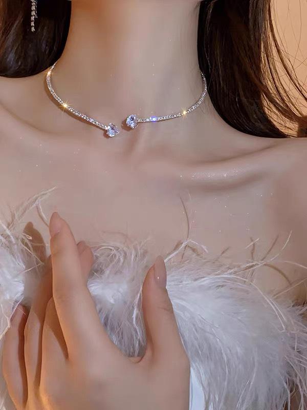 

Элегантное колье-цепочка с кисточкой и цветами из страз для женщин - Стильный геометрический дизайн в форме капли воды