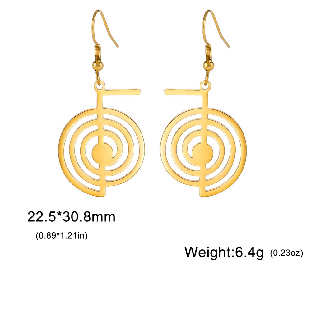 Cho Ku Rei Drop Earrings Stainless Steel Reiki Protection Healing Chokurei Earring Sacred Geometry Energy Amulet Jewelry