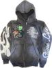 2025 Tide Brand Letter 3d Printing Zipper Hooded 3D Digital Men's and Women's Same Sweater Casual