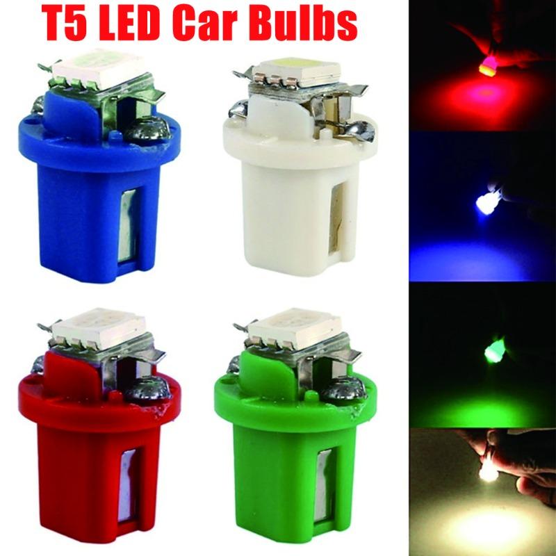 10pcs T5 B8.5d Light Car Dashboard Speed Lights Bulb LED Lights Car Interior Lamp Accessories Dashboard Side Switch Lamps 12V