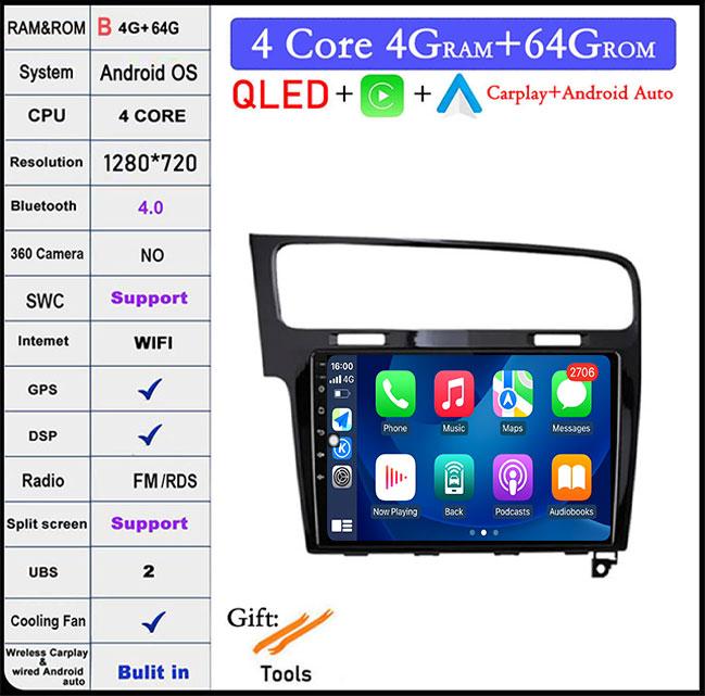 For Volkswagen VW Golf 7 MK7 GTI 2011-2021 IPS/QLED 10.1'' Android 14 Car Radio Carplay Multimedia Auto GPS Stereo Video Player