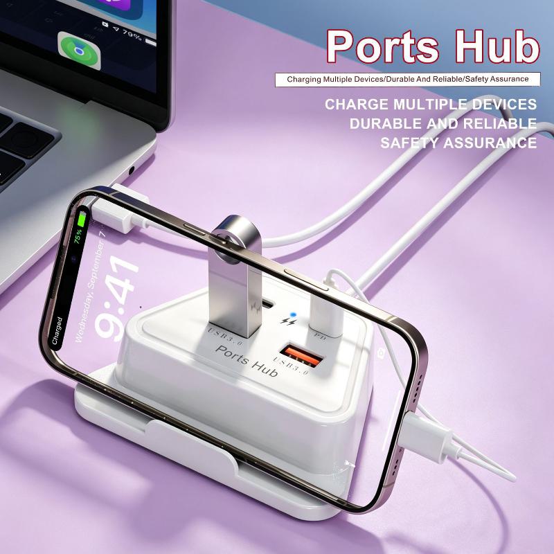 4 Port 12W Fast Charging Desktop Charging Station 2Usb 2Type C Portable Travel Home Phone Charging Socket