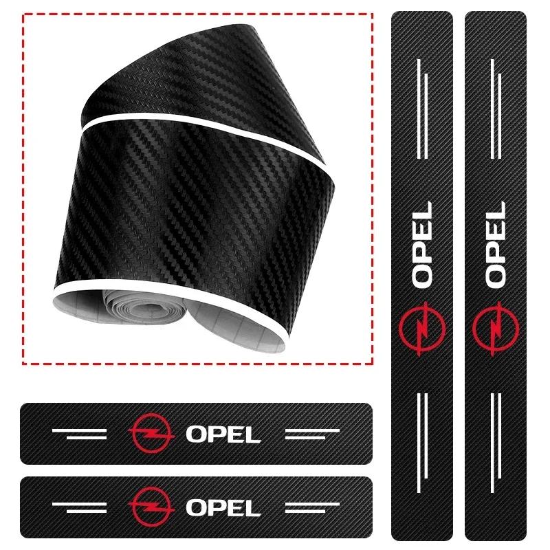 VKXG1 4Pc Carbon Fiber Car Door Sill Threshold Protector Logo Stickers For Opel Astra Insignia Mokka Zafira Corsa Vectra Antara Meriva
