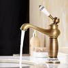 Retro Europese Badkamer Wastafelkranen Goud Mengkraan Keramische Decoratie Plating Chroom Enkele Hendel Warm en Koud Dekgemonteerd