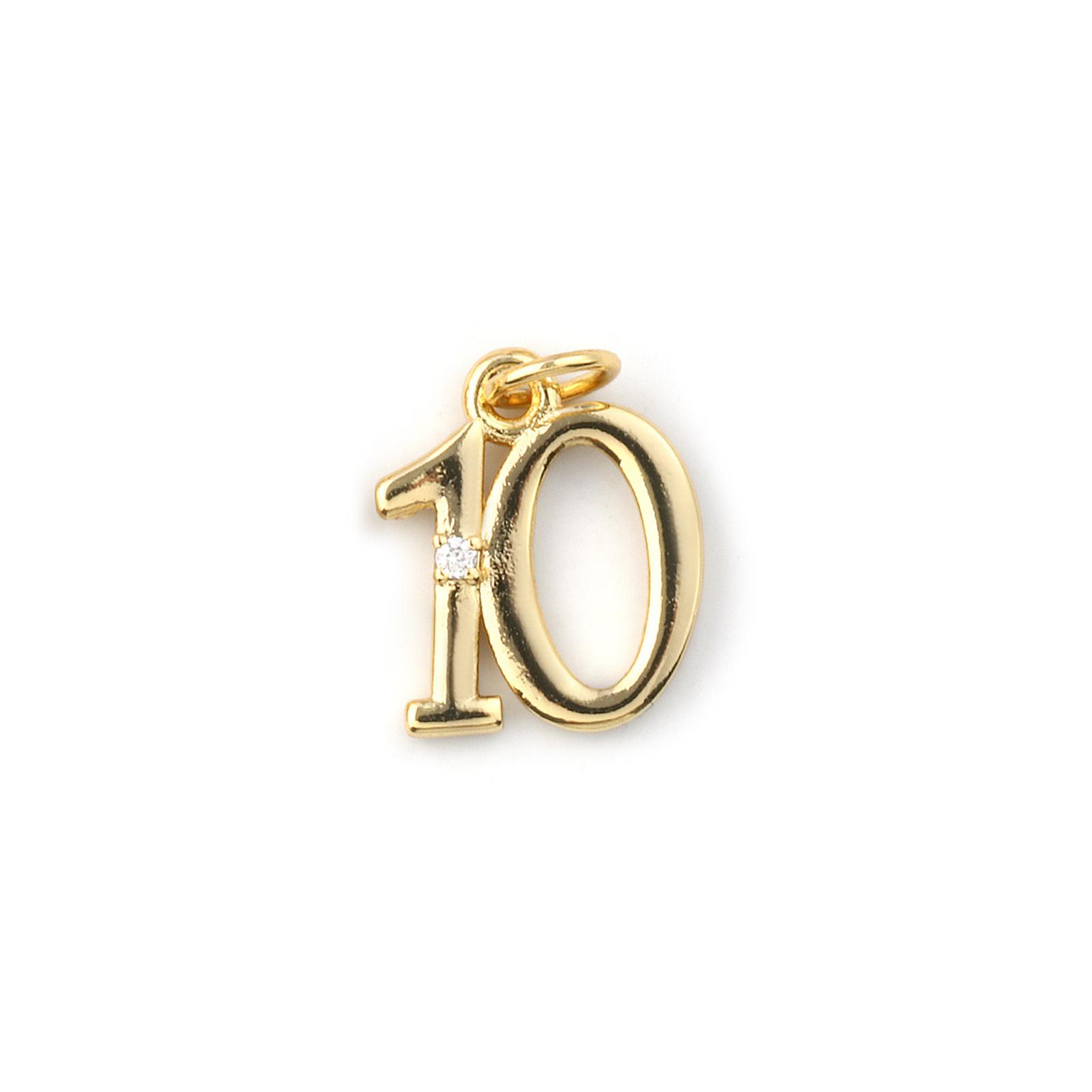

5pcs Brass Charms 18K Gold Plated Number Clear Cubic Zirconia 1-10 Pendants for Man Women Fashion Necklace Jewelry Making