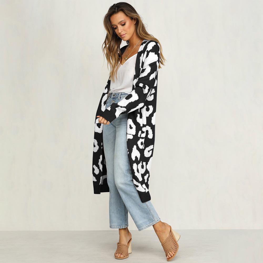 2026 Autumn Leopard Print Open-Front Knitwear Cardigan for Women - European & American Style