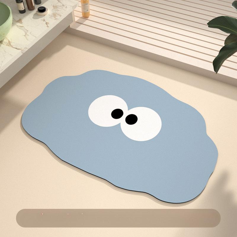 Cartoon Bathroom Absorbent Floor Mat, Diatomaceous Earth Anti Slip Foot Mat At the Entrance of the Bathroom, Toilet Floor Mat