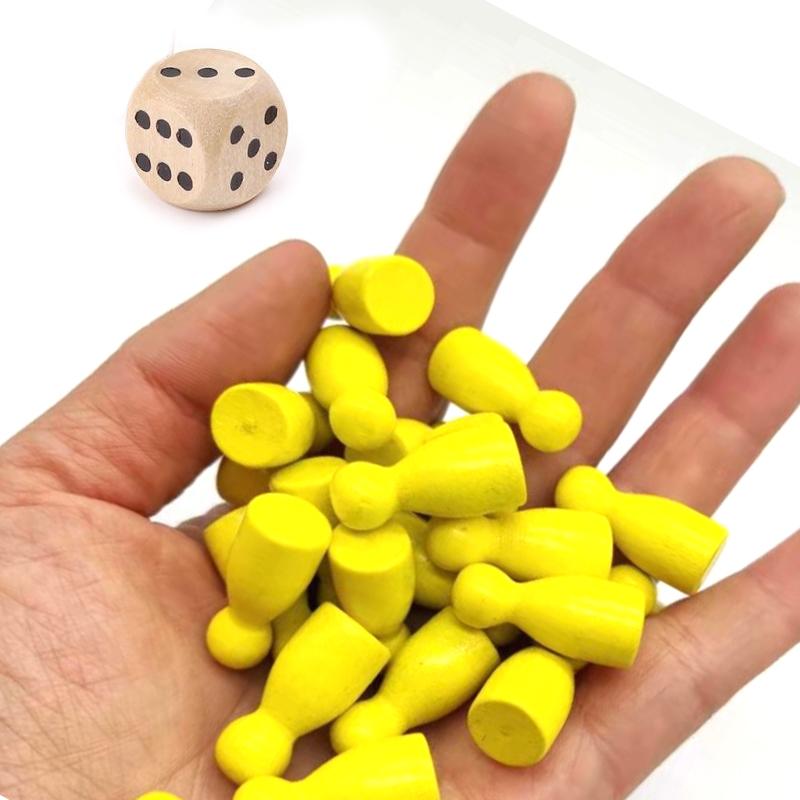 16Pcs Children'S Humanoid Wooden Puzzle Game Wooden Board Game Chess Pieces Humanoid Checkers Pieces Flying Chess