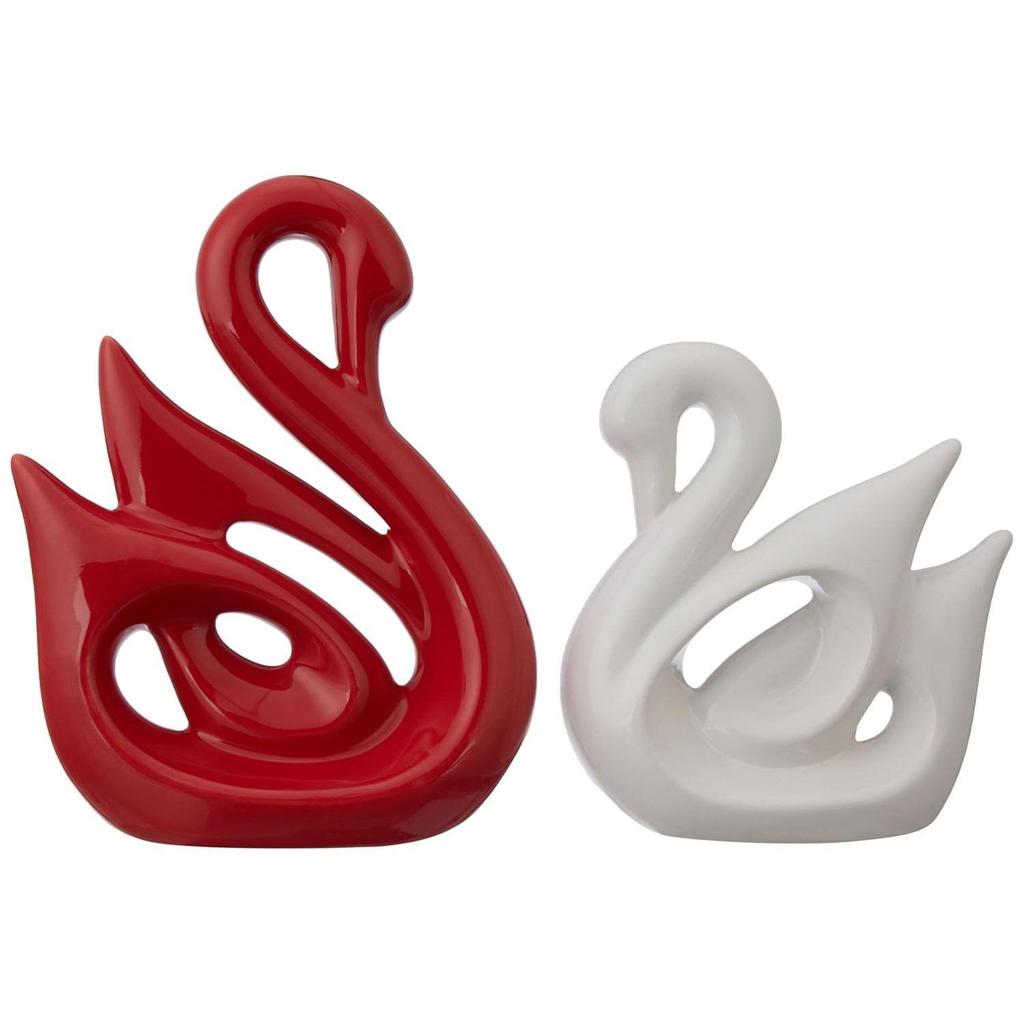 Swan Pair Ceramic Art Figure | Beautiful Home Decor (Set of 2)