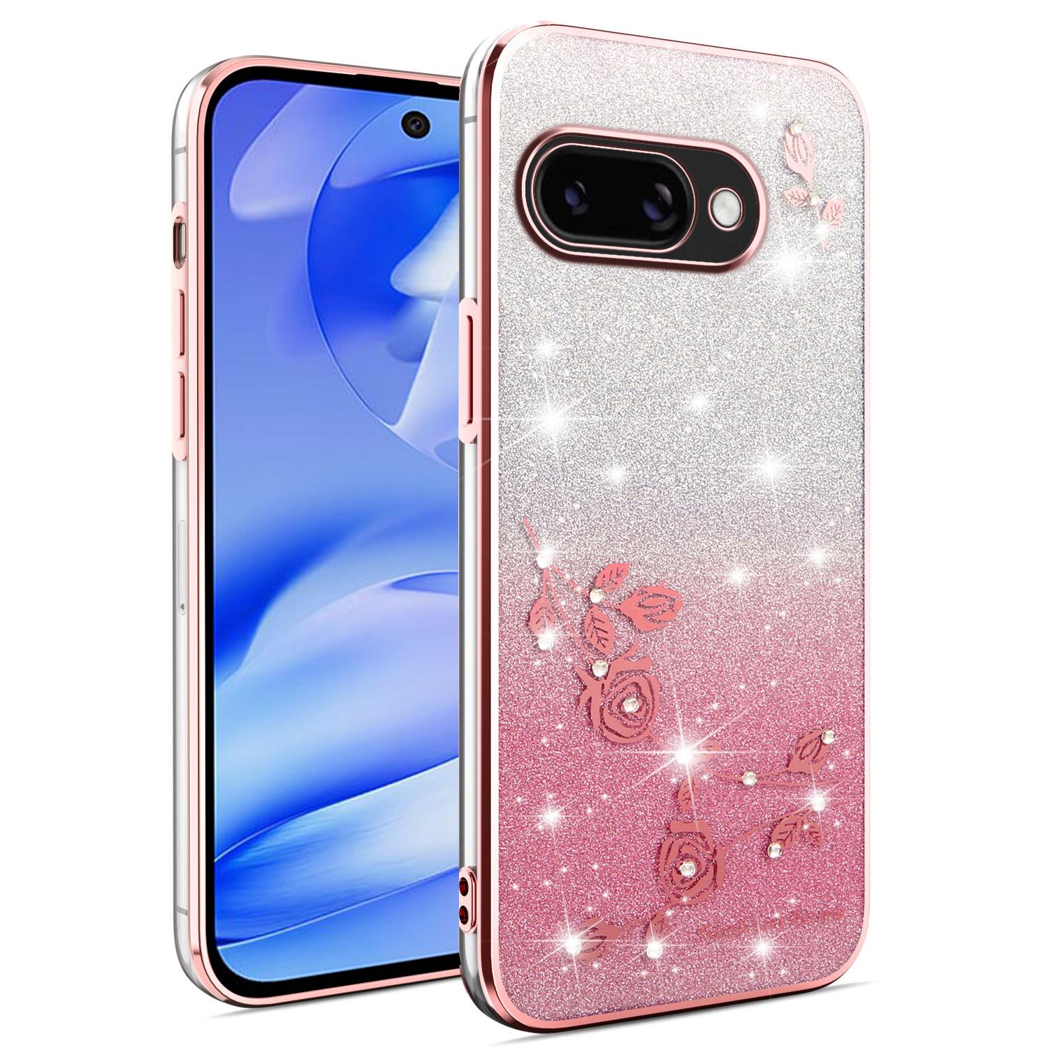 

Для чохла Google Pixel 9a Квітка TPU Гнучка Градієнтна Кришка для Телефону Rose Gold