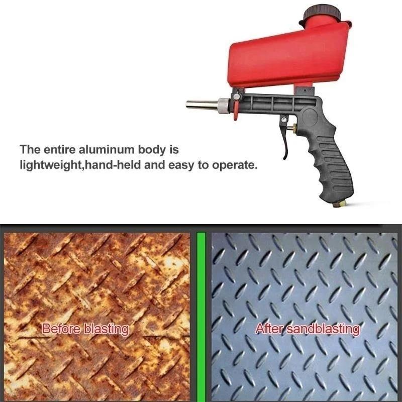 Portable Aluminium Pneumatic Sandblaster Spray Gun Sand Removal Blasting Power Machine Gravity Sandblasting Gun